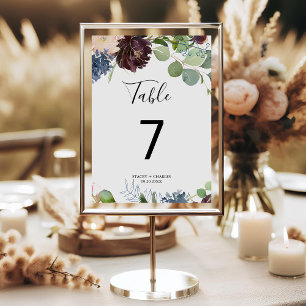Numéro De Table Mariage Floral et Végétal Bourgogne