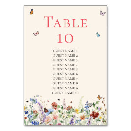 Numéro De Table Mariage Floral Fleur sauvage rustique