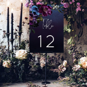Numéro De Table Mariage Floral Moderne Bleu Lavande Sombre et Myst