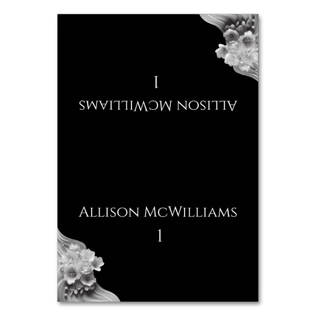 Numéro De Table Mariage floral moderne noir et blanc (Par défaut)