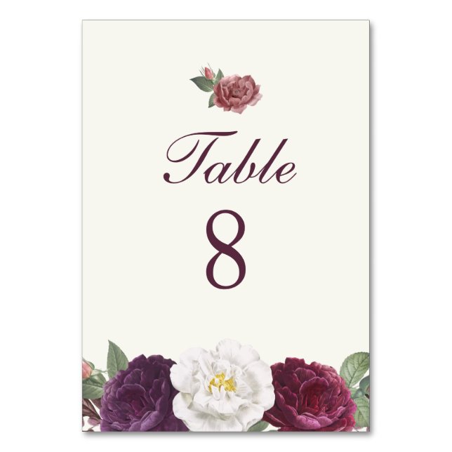 Numéro De Table Mariage floral pourpre (Par défaut)