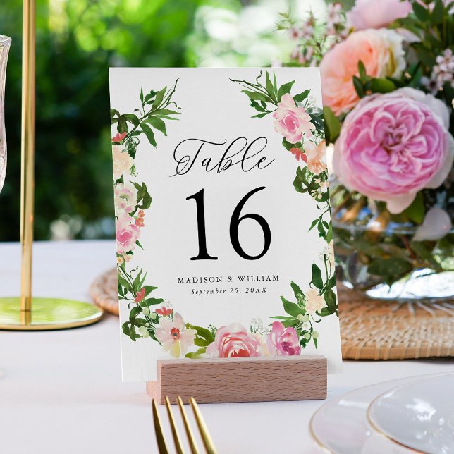 Numéro De Table Mariage floral rose doux (Créateur téléchargé)