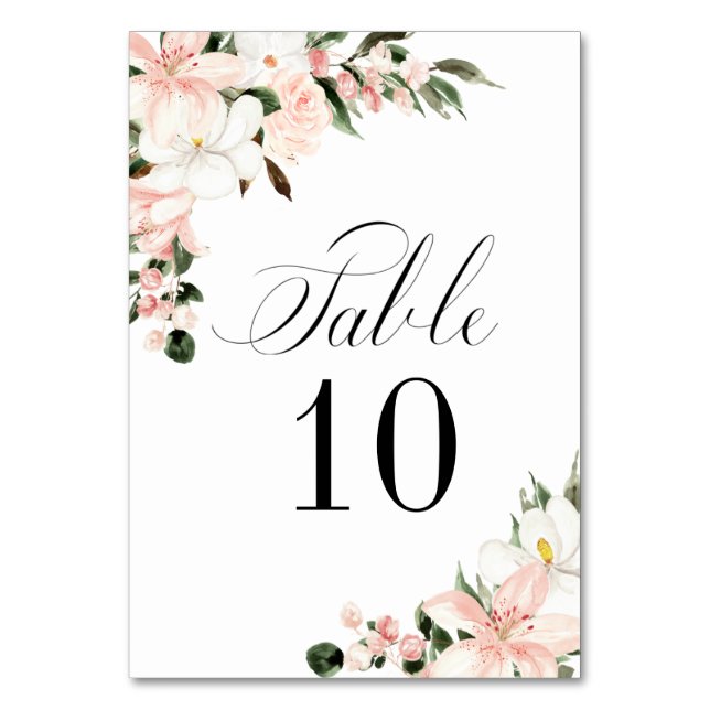 Numéro De Table Mariage floral rose et blanc rustique (Par défaut)