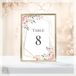 Numéro De Table Mariage floral rose pâle