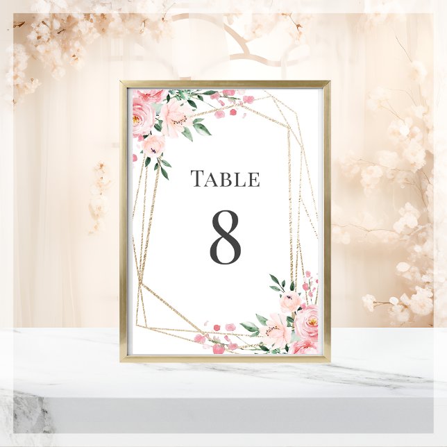 Numéro De Table Mariage floral rose pâle (Créateur téléchargé)