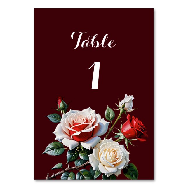 Numéro De Table Mariage floral rose rose foncé (Par défaut)
