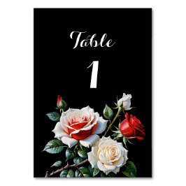 Numéro De Table Mariage floral rose rose foncé