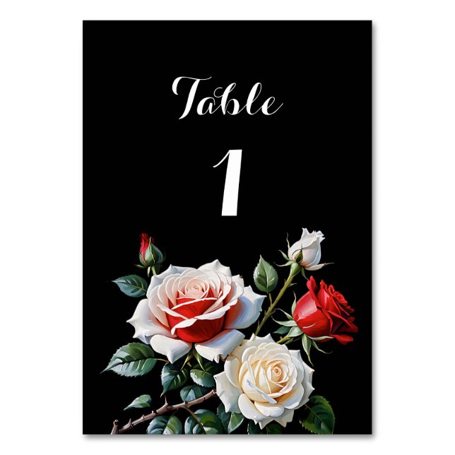 Numéro De Table Mariage floral rose rose foncé (Par défaut)