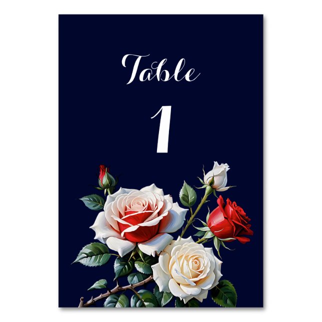 Numéro De Table Mariage floral rose rose foncé (Par défaut)