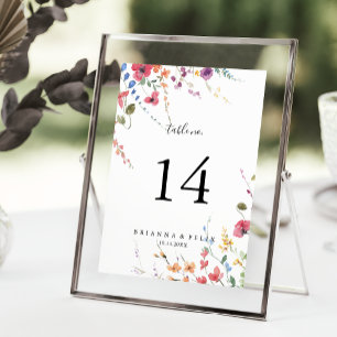 Numéro De Table Mariage floral sauvage classique