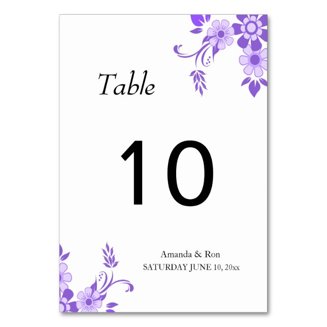 Numéro De Table Mariage floral violet (Par défaut)