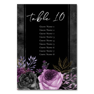 Numéro De Table Mariage floral violet gothique Liste des numéros d