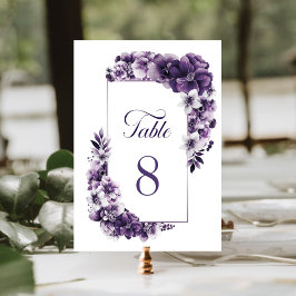 Numéro De Table Mariage floral violet rustique Numéro de tableau
