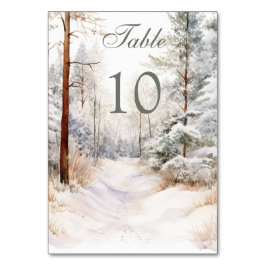 Numéro De Table Mariage forestier d'hiver