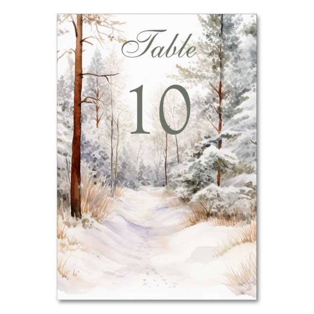 Numéro De Table Mariage forestier d'hiver (Par défaut)