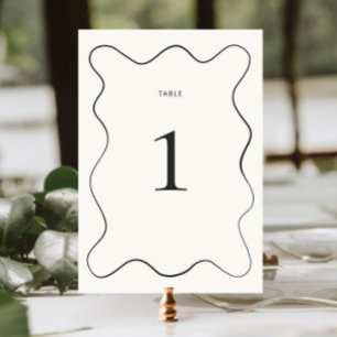 Numéro De Table Mariage frontalier Wavy au charbon