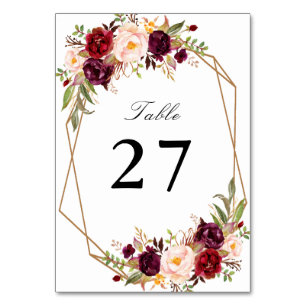 Numéro De Table mariage géométrique de couleur rouge et bleu borde
