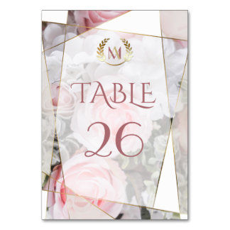 Numéro De Table Mariage géométrique moderne Roses roses roses rose