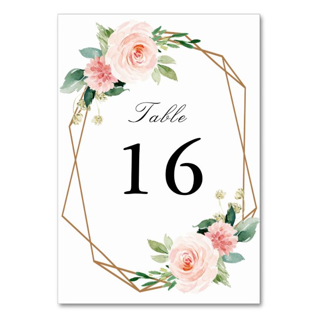 Numéro De Table mariage géométrique rose pâle (Dos)