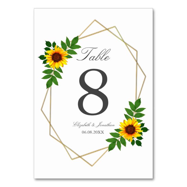 Numéro De Table Mariage géométrique tournesol (Par défaut)