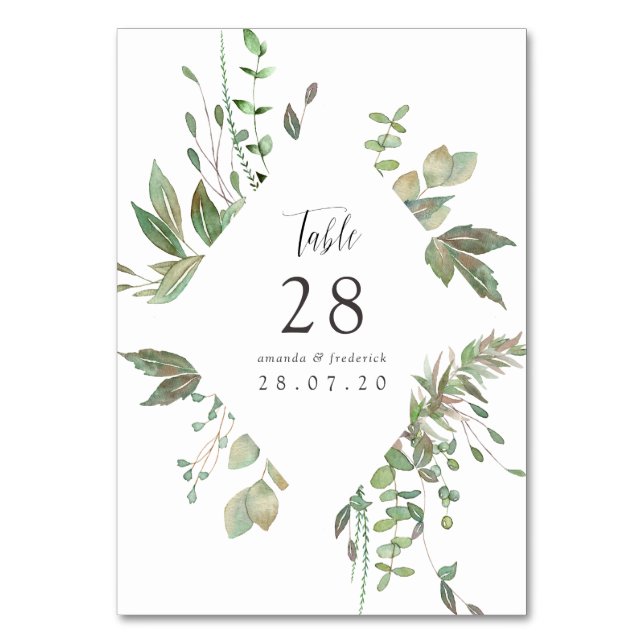 Numéro De Table Mariage Géométrique Verdure (Dos)