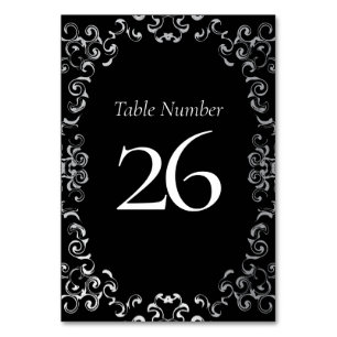 Numéro De Table Mariage gothique argenté et noir