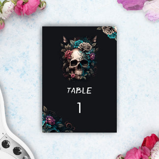 Numéro De Table Mariage gothique du tatouage au crâne