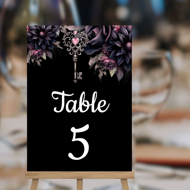 Numéro De Table Mariage gothique Floral noir foncé (Créateur téléchargé)