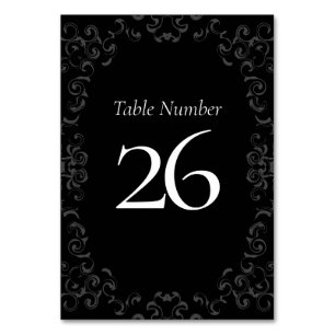 Numéro De Table Mariage gothique gris et noir