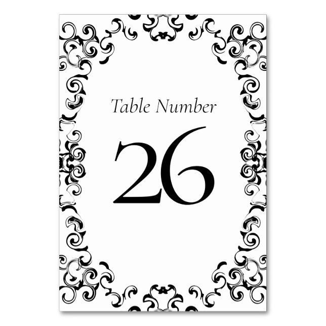 Numéro De Table Mariage gothique noir et blanc (Dos)