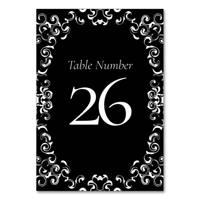 Numéro De Table Mariage gothique noir et blanc (Dos)