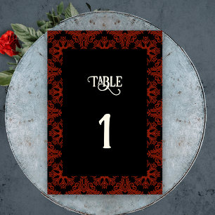Numéro De Table Mariage gothique noir et rouge