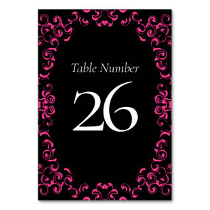 Numéro De Table Mariage gothique rose chaud et noir