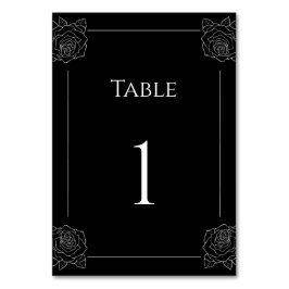 Numéro De Table Mariage gothique Rose Noire Et Blanc