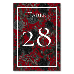 Numéro De Table Mariage gothique Rose rouge et noir Numéros de tab
