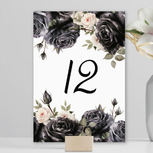 Numéro De Table Mariage gothique Vintage noir Rose Fleurs