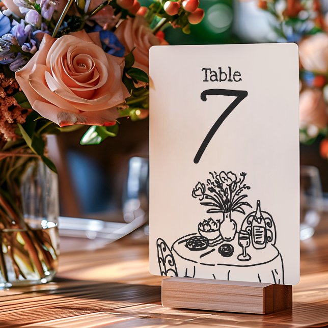 Numéro De Table Mariage Gribouillis/Doodles Dessinés à la Main (Créateur téléchargé)