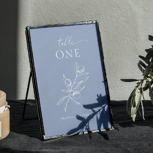 Numéro De Table Mariage Gris Bleu Clair Olive   Élégant Thème Mari