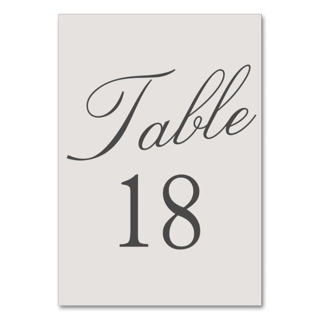 Numéro De Table Mariage gris couleur simple (Par défaut)