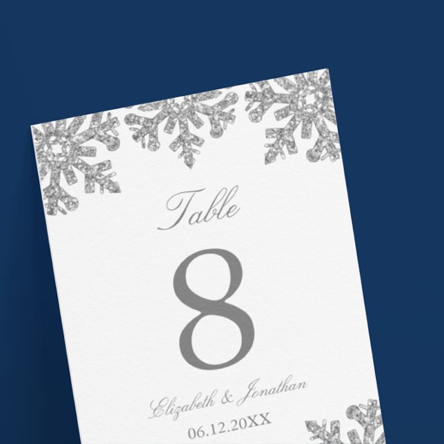 Numéro De Table Mariage hivernal Silver Snowflake (Créateur téléchargé)