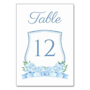 Numéro De Table Mariage Hydrangea Crête Bleu Poussiéreux Intempore