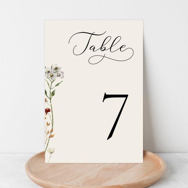 Numéro De Table Mariage ivoire Fleur sauvage délicat Tableau numér (Créateur téléchargé)