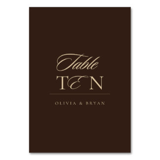 Numéro De Table Mariage Luxueux Moderne Mocha Chocolat
