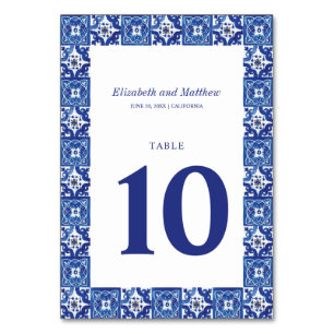 Numéro De Table Mariage Méditerranéen Bleu Moderne Blanc