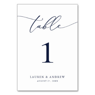 Numéro De Table Mariage minimaliste bleu marine   Table personnali