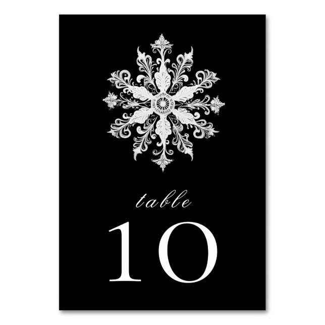 Numéro De Table Mariage minimaliste de flocon de neige | Black (Par défaut)
