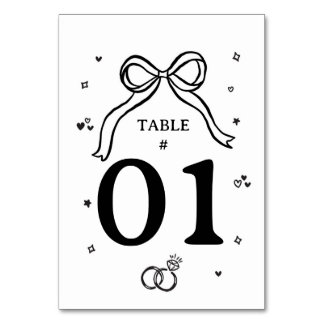 Numéro De Table Mariage Minimaliste Dessiné à la Main
