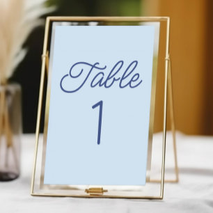 Numéro De Table Mariage Minimaliste Moderne Bleu
