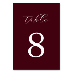 Numéro De Table Mariage minimaliste moderne Bourgogne