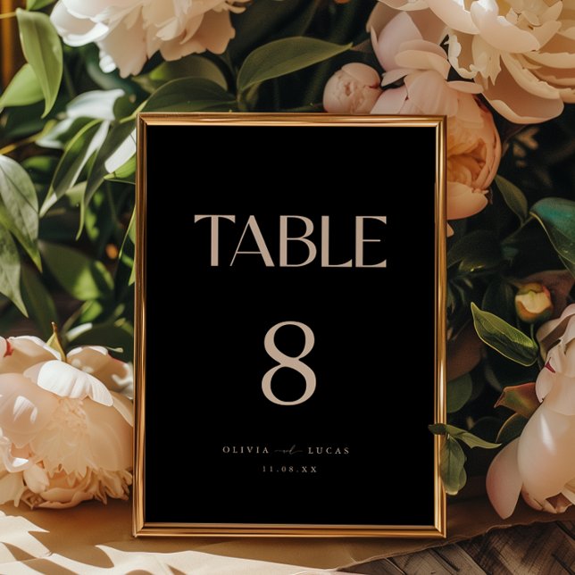 Numéro De Table Mariage minimaliste noir (Créateur téléchargé)
